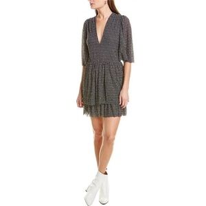 NWT Sabina Musayev Briana Tiered Black and White Spotted Mini Dress- Size Large